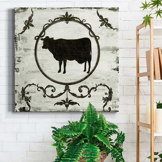 Colorful Animals Painting Wall Art on Canvas Modern Abstract Artwork, Berkshire Cow Wall Art, Ready to Hang, 40'' x 40''