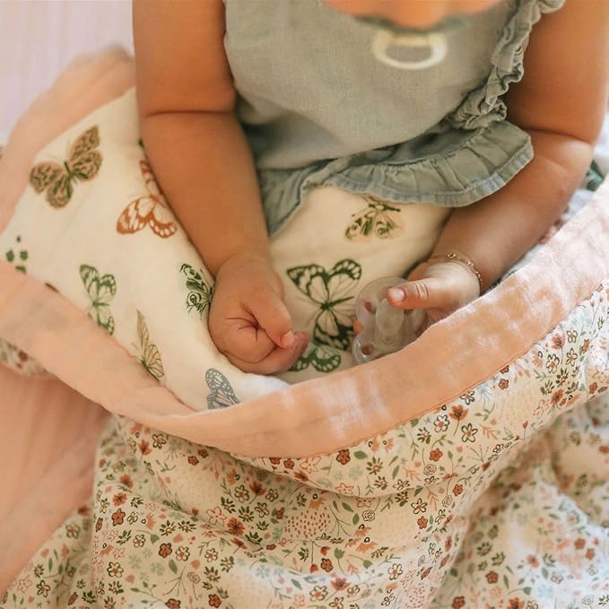 Little Unicorn Toddler Bedding 3-Piece Set | Super Soft & Breathable Muslin Fabric | for Convertible Cribs & Toddler Beds (Butterflies)