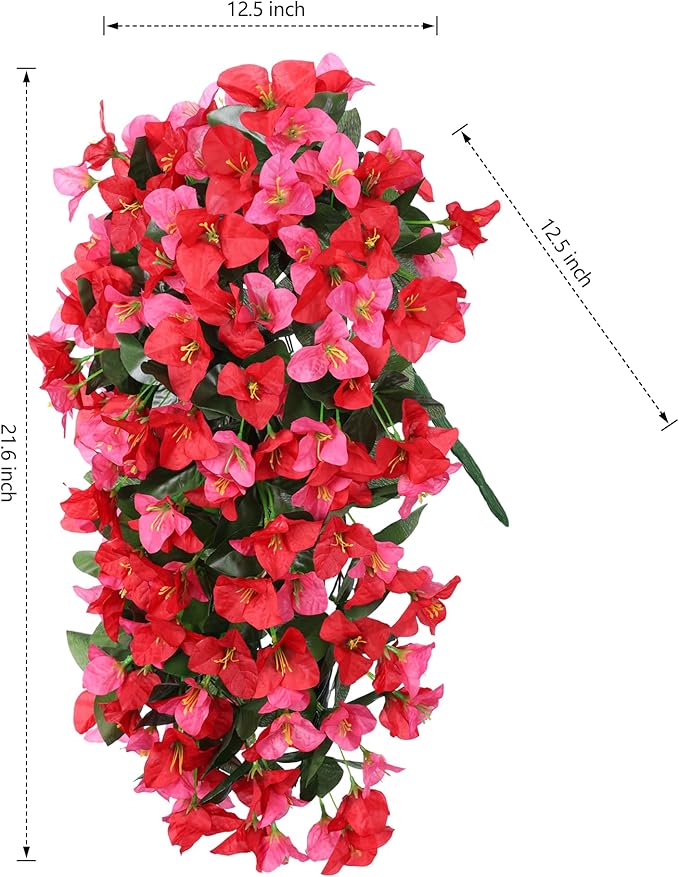 Faux Bougainvillea Artificial Flowers Plants for Outdoor Outside Spring Decoration, 2pcs Fake Silk Long Trailing Vines UV Resistant Realistic for Front Door Porch Planter Urn Patio Balcony Yard, Mix