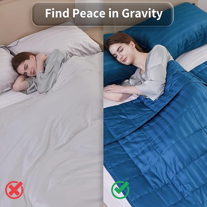 Weighted Blanket for Adult,25lbs Heavy Weighted Blanket 88"x104" Breathable Cooling Summer Blankets, Ultra Soft Cotton Comfort Throw Blanket with Glass Beads for All-Season (Blue)