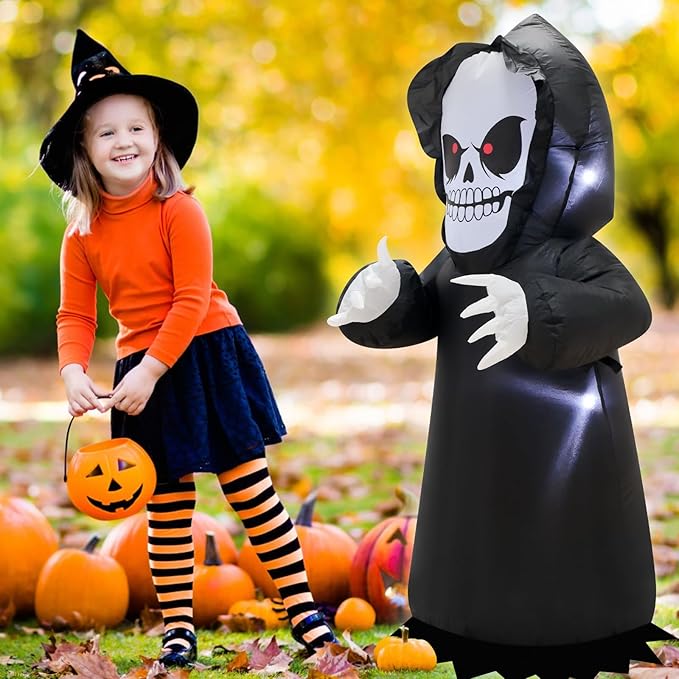 TRMESIA 4FT Halloween Ghost Inflatable Blow up Death God Decoration with LED Lights Indoor Outdoor Party Holiday Lawn Graden Holiday Decoration