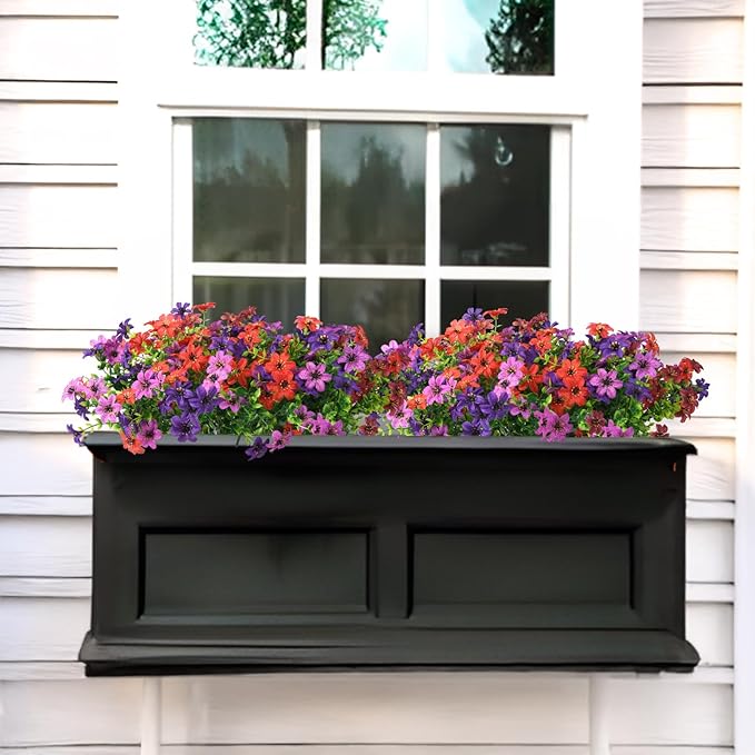 Artificial Fake Flowers for Outdoor Plants, 12 Bundle Realistic Faux Silk Daisy Flower UV Resistant for Outside Front Porch Patio Window Box Balcony Home(Mix)