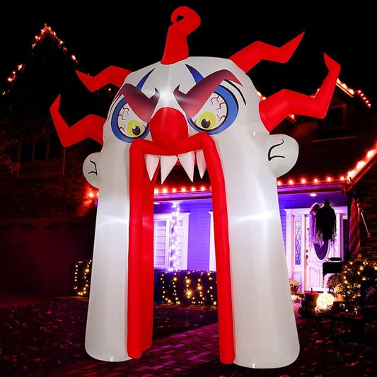GOOSH 12.8 FT Halloween Inflatables Clown Archway Outdoor Decorations Blow Up Yard with Halloween Arch Built-in LEDs for Garden Lawn Indoor Party Decor