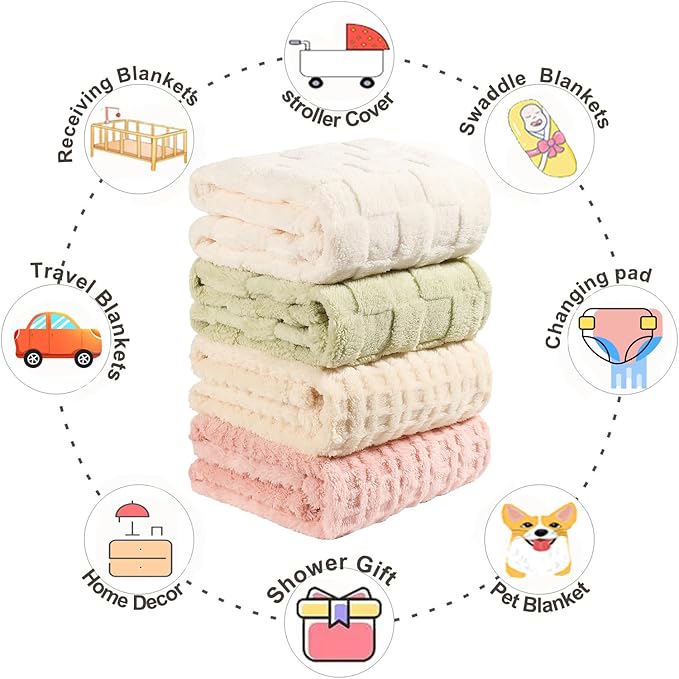 Sherpa Baby Blanket for Girls Toddlers Fleece Fluffy Fuzzy Blanket for Baby,Soft Warm Cozy Fleece Blanket,Receiving Blanket for Infant Newborn (green, 30 * 40, Checkered)