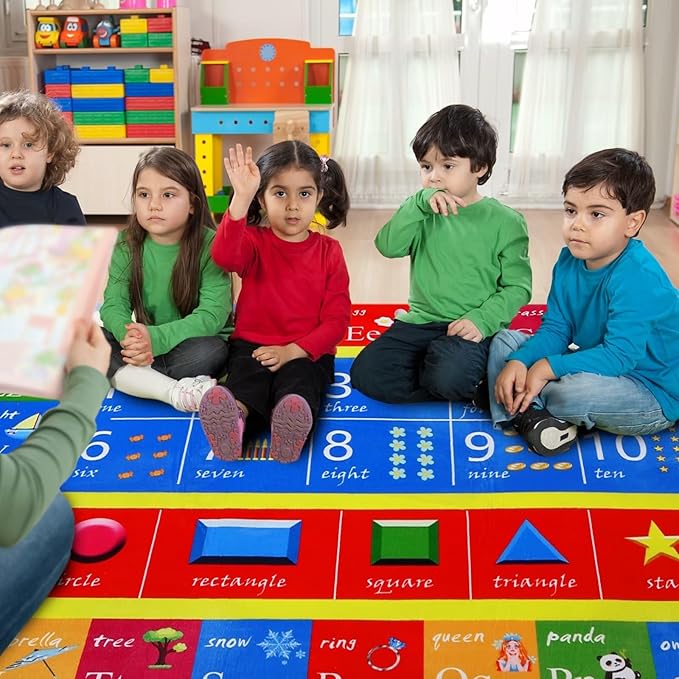 Kids Rug 3x5 Rug Baby Floor Mat Kids Educational Rug Area Rug for Learning Alphabet Play Mats for Babies and Toddlers Nursery Rug Kids Room Rugs for Bedroom Carpet
