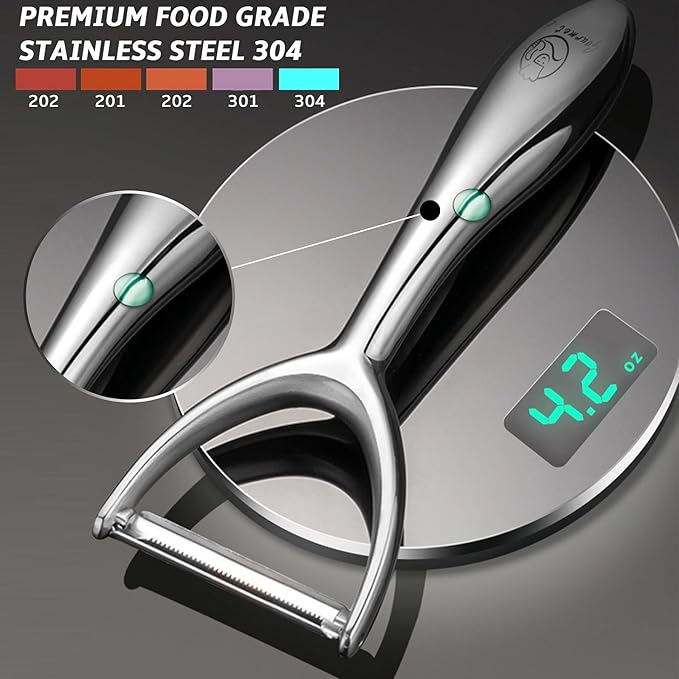 Premium Potato Peeler Stainless Steel, Vegetable Peeler for Kitchen, Ultra Sharp Blade, Y Peeler, Ergonomic Non-Slip Handle Veggie Peelers for Kitchen, Fruit & Cucumber Peeler - 5 Years of Warranty