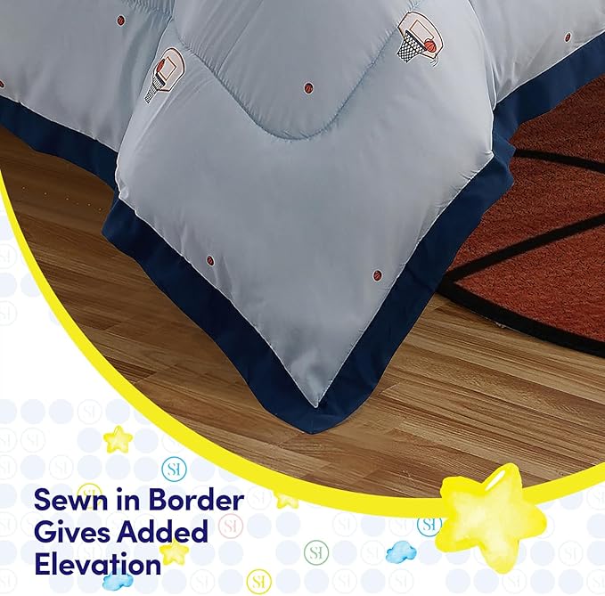 Basketball Comforter Set Twin Size – Bed in a Bag with Sheets, Pillowcases & Shams – Soft Stylish Sports Bedding – All Season Boy’s Basketball Bed Set