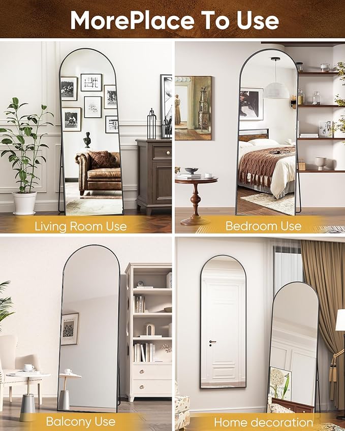 Antok Full Length Mirror, 65"x22" Floor Mirror Freestanding, Full Body Floor Standing Mirror with Stand for Bedroom, Hanging Mounted for Living Room Cloakroom, Black