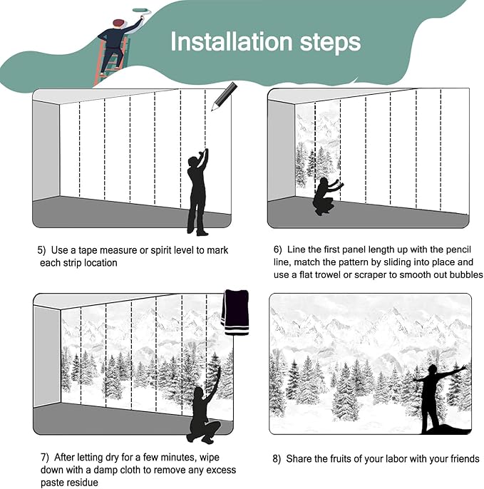 White Snow Mountain Pine murals Wallpaper (Not Peel and Stick)