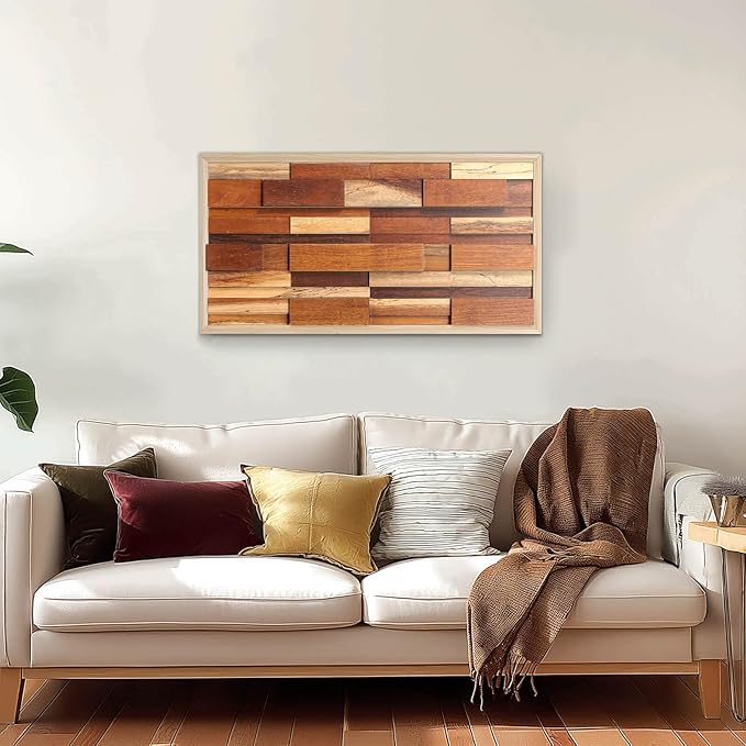 NAHARO Modern Wood Wall Decor- Natural wood Handcrafted Rustic Charm for Your Home - Perfect for Living Room, Bedroom,Kitchen,or Office