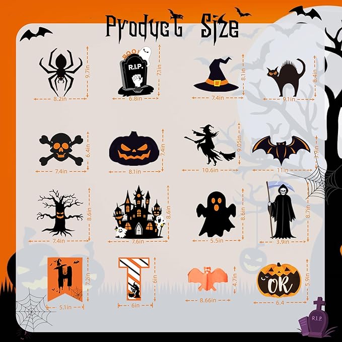18 Pcs Halloween Party Decorations, Reusable Halloween Decor Indoor, Decorations Kit Included Happy Halloween Banner, Trick or Treat Banner, Ghost Pumpkin Ceiling Hanging Swirls Streamers