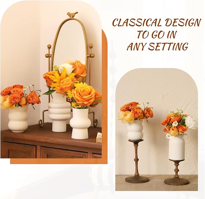 9pcs Ceramic Vases Small Ceramic Vases for Flowers - Modern White Bud Vases for Fresh & Dried Blooms, Unique Shapes, Home Decor, Table Centerpiece, Wedding Decor