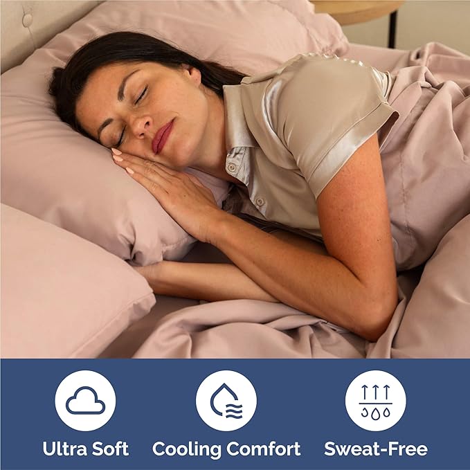 CGK Linens Twin XL 4 Piece Sheet Set - Cooling Sheets for Hot Sleepers - Hotel Luxury Bedding Set with 8-16 Inch Deep Pockets - 1 Flat & 1 Fitted & 2 Pillowcases - Soft, Comfy & Wrinkle Free - Mauve