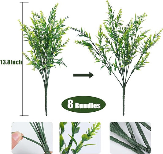 RECUTMS Fake Plants Artificial Spring Plants Outdoor Fake Flowers for Outdoor Artificial Flowers UV Resistant Artificial Plants Outdoor Front Porch Spring Decorations for Home(Green)