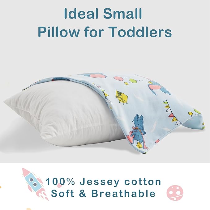 Moonrite 13×18 Toddler Pillow with Pillowcase,100% Cotton Toddler Pillows for Sleeping,Soft Breathable Washable Small Toddler&Kid Pillow for Bed,Mini pillow,Better Naps at Preschool