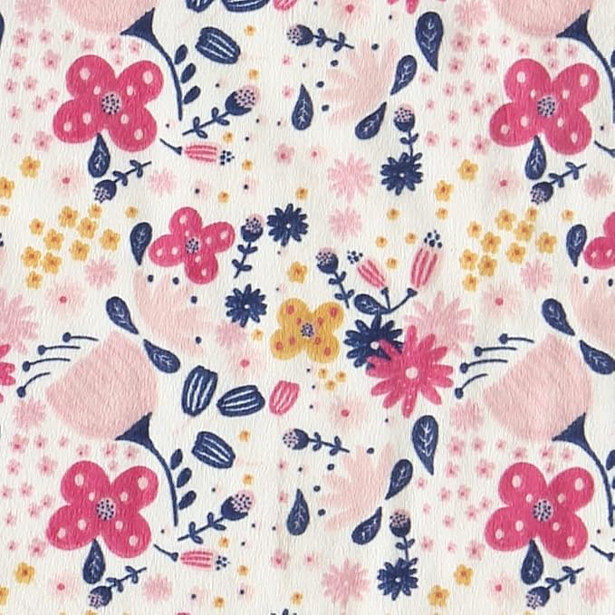 CREVENT Minky Floral Baby Blanket for Girls, Soft Plush Receiving Crib Blanket for Newborns Toddlers Bedding - Flowers 30x40 Inches