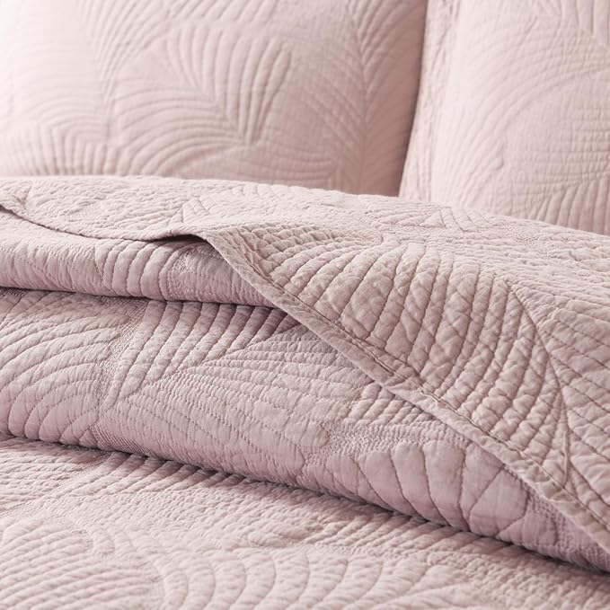 mixinni 3-Piece Modern Style Leaf Quilt Set Soft Cotton Bedspread Coverlet Set, Perfect for Him and Her (3pcs, Queen Size)