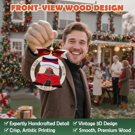 Funny Santa Christmas Ornament - Naughty Wooden Tree Decor for Adults, Perfect for Dirty Santa/White Elephant/Yankee Swap