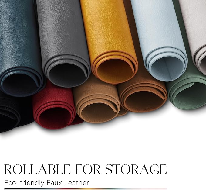 MOSAYT Vinyl Placemats Set of 6-12 X 17 Inch - Faux Leather 100% Waterproof Oil-Proof Wipeable PU Place Mats, Heat Resistant Reversible Table Mats for Kitchen, Dining, Outdoor (Reddish Brown)