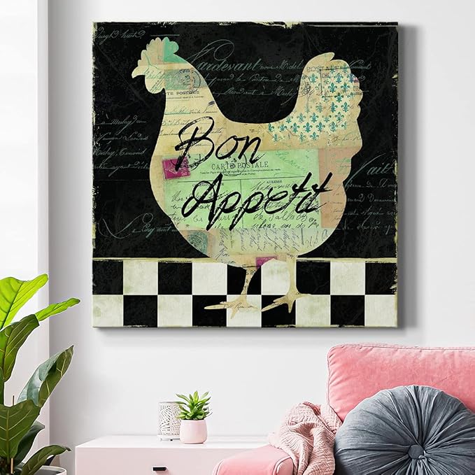 Abstract Wall Art Animals Poster for Bedroom and Living Room,French Hen Wall Art, Ready to Hang, 24'' x 24''