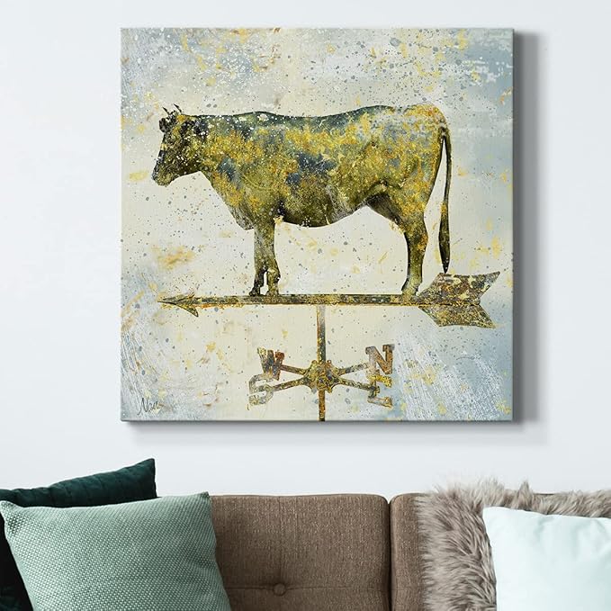 Canvas Prints Wall Art Animals Painting for Wall Décor, Americana Cow Wall Art, Ready to Hang, 32'' x 32''