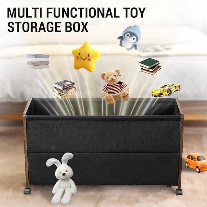 Toy Box, Toy Storage Organizer, Toy Box for Boys Girls, Wooden Kids Storage, Patented Design