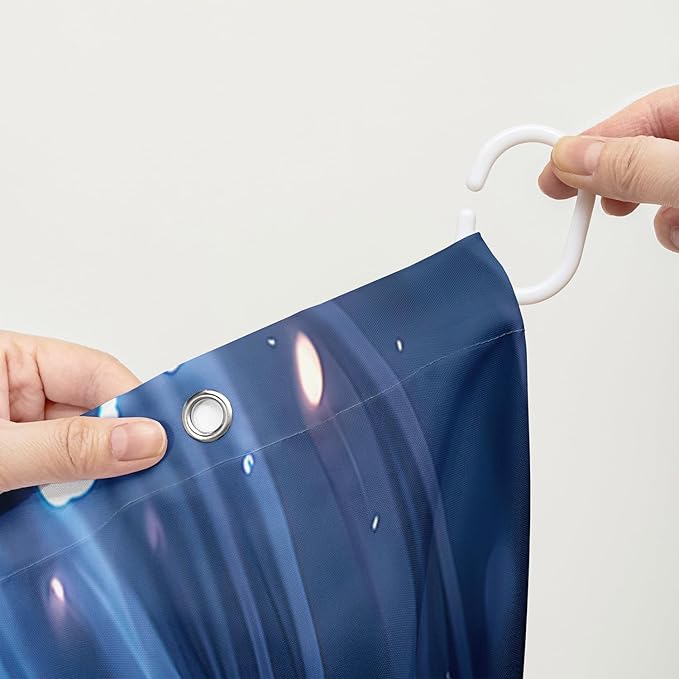 AILONEN Lightning Wolf Shower Curtain for Bathroom,3D Print Glowing Wolf Print Bath Curtain for Boys Men Kids,Raining Wolf Waterproof Bathroom Decor Blue Curtain with 12 Plastic Hooks, 36" W*72" H