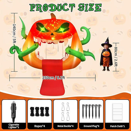Kalolary 5FT Halloween Inflatables Pumpkin Ghost Trunk or Treat Car Decorations, Blow Up Pumpkin Outdoor Decorations with Built-in Rotating Light & Projection Lights for Yard Lawn Car SUV Decors
