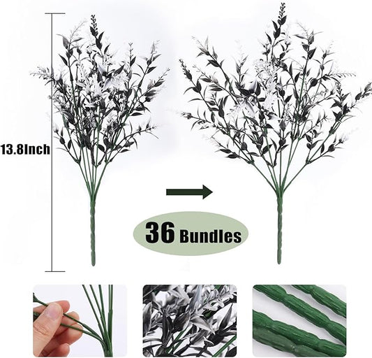 RECUTMS Artificial Plants Outdoor Artificial Outdoor Flowers UV Flowers Outdoor Artificial Greenery for Flower Arrangements Indoor Outside Hanging Plants Garden Porch Window Home Farmhouse Décor(B+W)