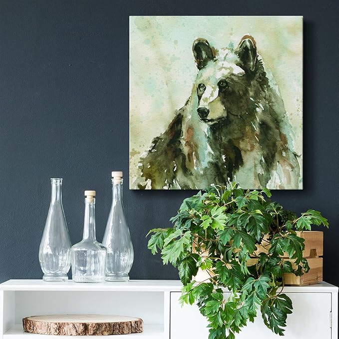 Cute Animals Artwork Abstract Colorful Painting Wall Art on Canvas, After A Long Winter Wall Art, Ready to Hang, 10'' x 10''