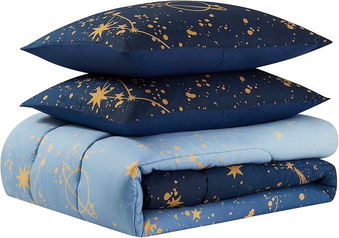 Kids Bedding Set Bed in a Bag for Boys and Girls Toddlers Printed Sheet Set and Comforter, Full, Galaxy