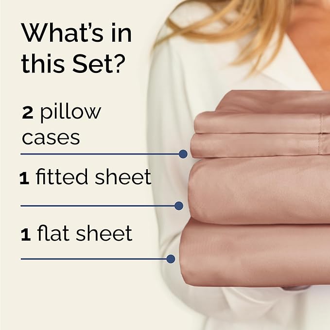 CGK Linens Twin XL 4 Piece Sheet Set - Cooling Sheets for Hot Sleepers - Hotel Luxury Bedding Set with 8-16 Inch Deep Pockets - 1 Flat & 1 Fitted & 2 Pillowcases - Soft, Comfy & Wrinkle Free - Mauve