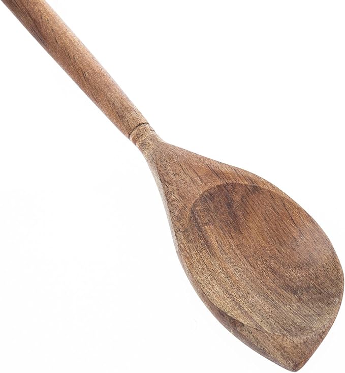 Labrea Life and Home 1pc Solid Acacia Wood Corner Spoon Kitchen Utensils Cooking Baking Home Essentials 12 Inch