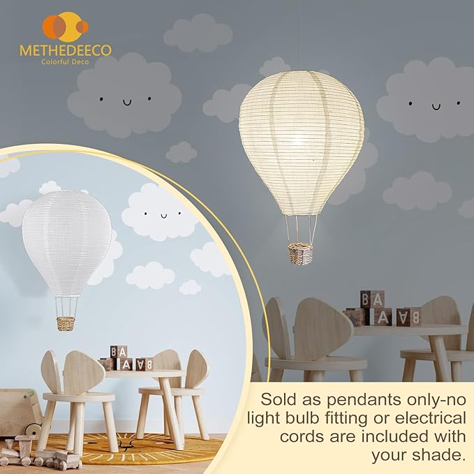 2PCS Hot air balloon lampshade Hanging decor 14inch pendant light shade Gifts for kids Nursery kids living room chandelier new born baby room decor party decoration