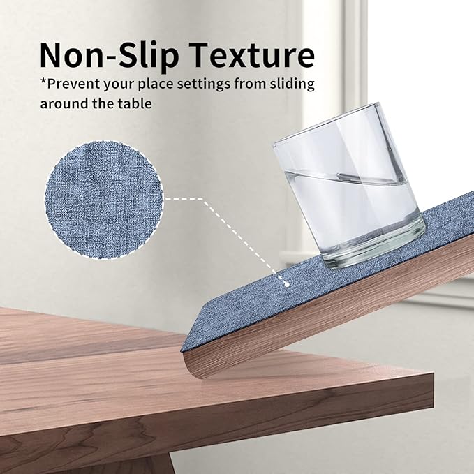 Maxpearl Faux Leather Placemats Set of 4, Waterproof - Wipe Clean - Heat Resistant - Anti Slip Dining Table Place Mats, Suitable for Indoor & Outdoor Use, 17’’×12’’, Blue