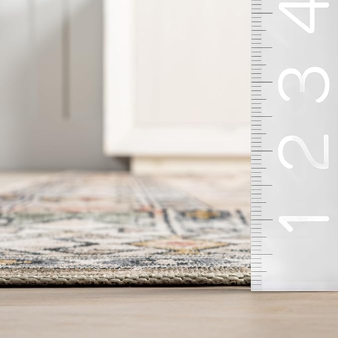 nuLOOM 6' x 9' SpinClean Machine Washable Stain-Resistant Area Rug with Non Slip Backing, Low Profile for Living Room, Bedroom, and Dining Room, Mae Peach