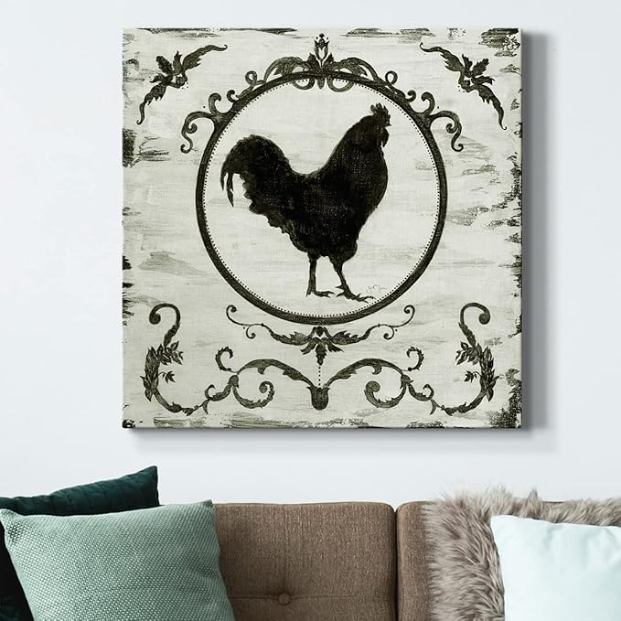Colorful Animals Painting Wall Art on Canvas Modern Abstract Artwork, Berkshire Rooster Wall Art, Ready to Hang, 40'' x 40''