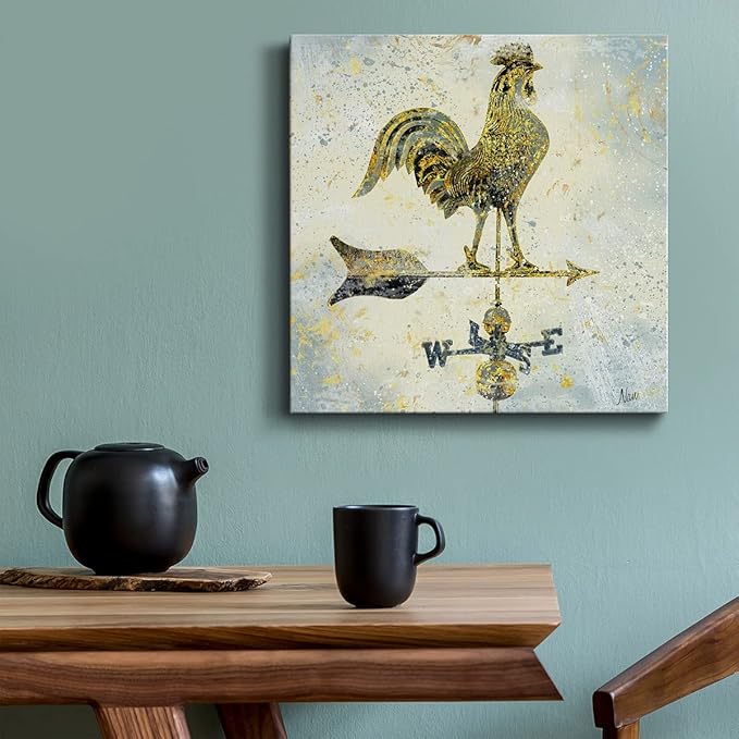 Canvas Wall Art Animals Theme for Home Décor, Americana Rooster Wall Art, Ready to Hang, 16'' x 16''