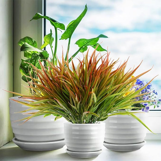 SzJias Outdoor Artificial Plants Fake Grass UV Resistant Greenery Plant Plastic Plants for Home Garden Decorating (12 Pcs)