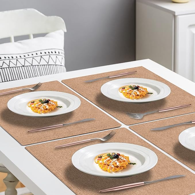 Cloth Placemats Set of 6, Cotton Linen Blend Machine Washable Durable Linen Table Mats, Heat Resistant Placemats Wrinkle Free Place Mats for Dining Table, Easy to Clean (Linen, 6)