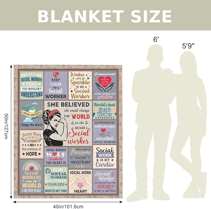 Social Worker Gifts, Social Worker Gifts for Women, Social Work Gifts, Social Worker Office Decor, Social Workers Graduation Gift, Social Worker Blanket on Birthday Christmas 40x50 in