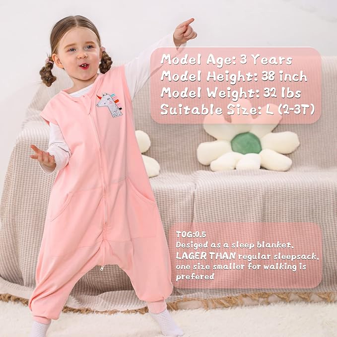 WONDAY Baby Sleep Sack, Sleep Sack 12-18 Months, Light Sleep Sack Baby Wearable Blanket, Toddler Baby Sleep Sack with Feet, Sleeveless Breathable Sleep Sacks for Baby Boys or Girls