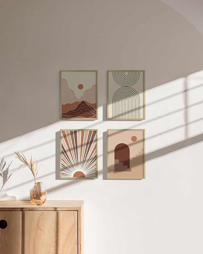 HAUS AND HUES 9x12 Gold Metal Picture Frames - Features Premium Aluminum, Vertical & Horizontal Hang, Shatterproof Plexiglass - Perfect for Home, Room, Office (9x12 in, Gold, Set of 4)