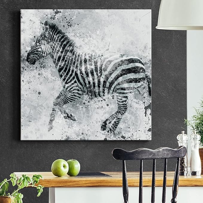Colorful Animals Painting Wall Art on Canvas Modern Abstract Artwork, Zebra II Wall Art, Ready to Hang, 40'' x 40''