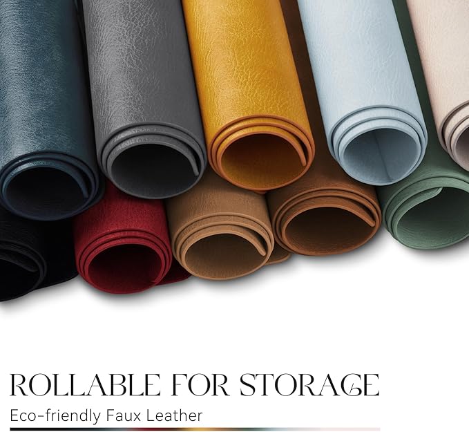 MOSAYT Vinyl Placemats Set of 4-12 X 17 Inch - Faux Leather 100% Waterproof Oil-Proof Wipeable PU Place Mats, Heat Resistant Reversible Table Mats for Kitchen, Dining, Outdoor (Beige)