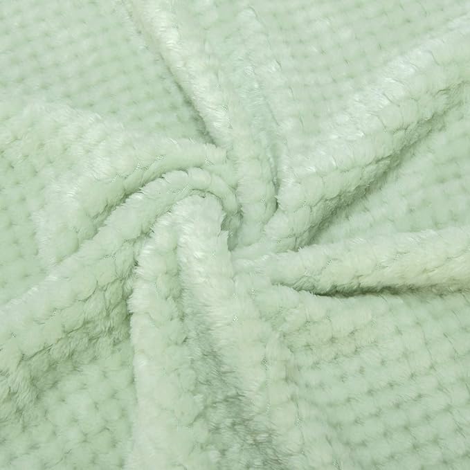 Fuzzy Throw Blanket, Plush Fleece Blankets for Adults, Toddler, Boys and Girls, Warm Soft Blankets and Throws for Bed, Couch, Sofa, Travel and Outdoor, Camping (40Wx60L, M-Pastel Green)