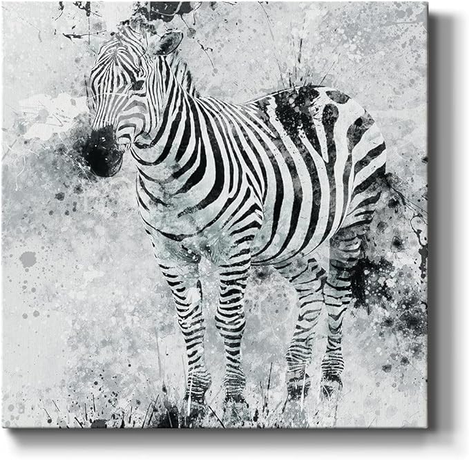 Canvas Wall Art Animals Theme for Home Décor, Zebra I Wall Art, Ready to Hang, 16'' x 16''