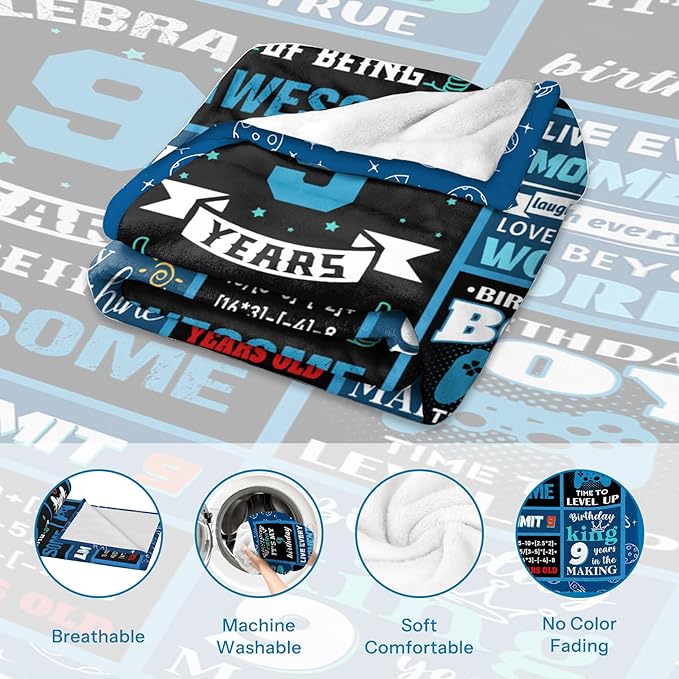 9 Year Old Boy Gifts Birthday Gifts for 9 Year Old Boys, Kids Blanket 60 x 80 Inches Warm Flannel Throw Blankets for Boys 9 Year Old Boy Birthday Gifts Ideas
