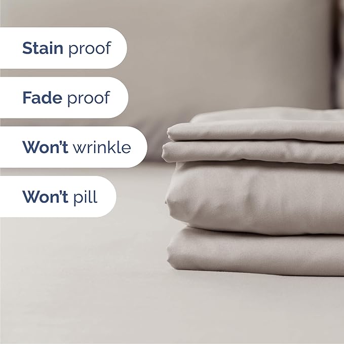 CGK Linens Queen 6 Piece Sheet Set - Cooling Sheets for Hot Sleepers - Hotel Luxury Bedding Set w/ 8-16 Inch Deep Pockets - 1 Flat & 1 Fitted & 4 Pillowcases - Soft, Comfy & Wrinkle Free - Light Grey
