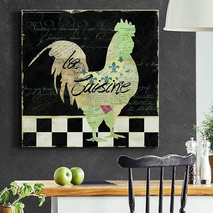 Abstract Wall Art Animals Poster for Bedroom and Living Room,French Rooster Wall Art, Ready to Hang, 24'' x 24''